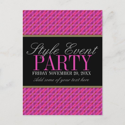 Funky Pink Motif Office Party Invitation Cartes (Devant)