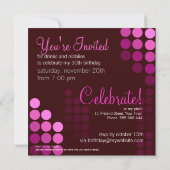 Funky Pink Party Invitation d'anniversaire (Dos)