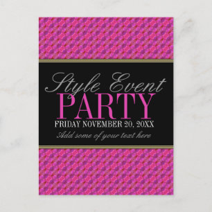 Funky Pink Pattern Kantoor Party Invitation Kaarte Uitnodiging Briefkaart