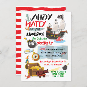 Funky Pirate Anniversaire Fête Invitation