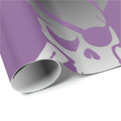 Funky Pirate Skull op Paars Cadeaupapier (Rol Hoek)