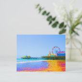 Funky Pixels Santa Monica Pier Briefkaart (Staand voorkant)