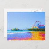 Funky Pixels Santa Monica Pier Briefkaart (Voorkant / Achterkant)