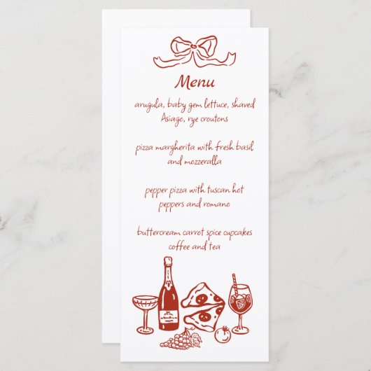 Funky Pizza Wine Handwritten Illustrated Menu (Devant / Derrière)