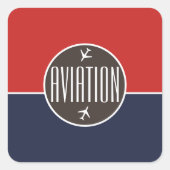 Funky Plane Airplane Pilot Aviation Flying Vierkante Sticker (Voorkant)