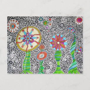 Funky Planten Waterverf Mosaic Briefkaart