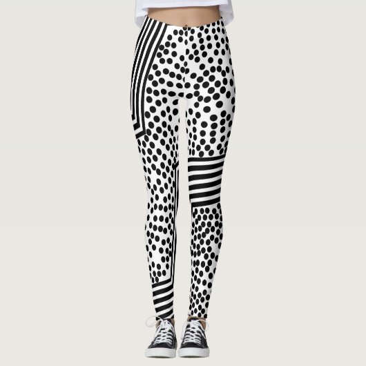 Funky Polka Dot Lines Bold Leggings (Voorkant)