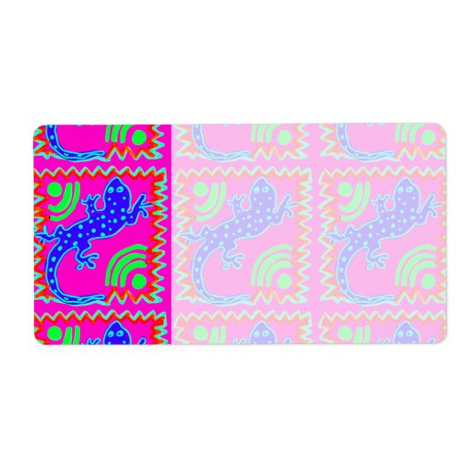 Funky Polka Dot Lizard Pattern Animal Design Etiket (Voorkant)