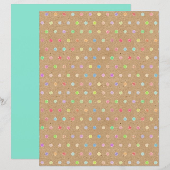 Funky Polkadots Faux Brown Kraft Scrapbook Papier (Voorkant / Achterkant)
