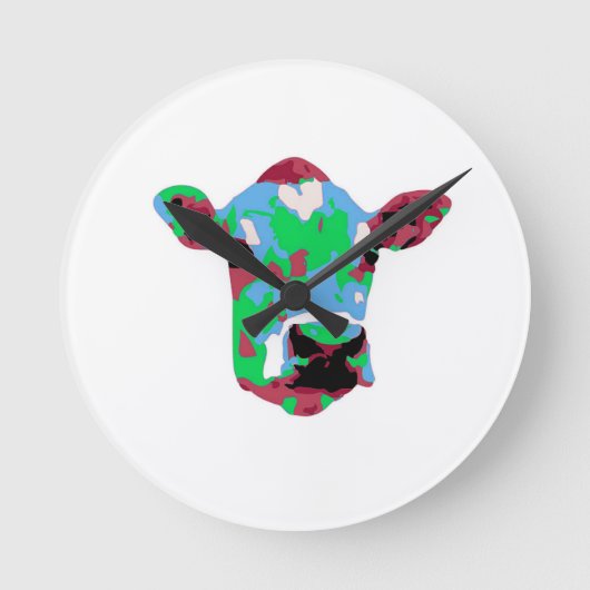 Funky Pop Art Cow Ronde Klok (Voorkant)