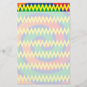 Funky Primary Colors Swirls Chevron ZigZags Design Briefpapier