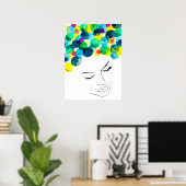 Funky psychedelic bubble hair poster (Thuiskantoor)