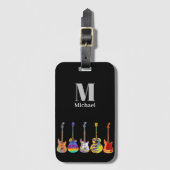 Funky Psychedelic Guitar Monogram Bagagelabel (Voorkant (verticaal))
