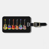 Funky Psychedelic Guitar Pop Art Music Instrument Bagagelabel (Voorkant horizontaal)