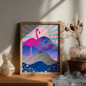 Funky psychedelisch flamingo Poster