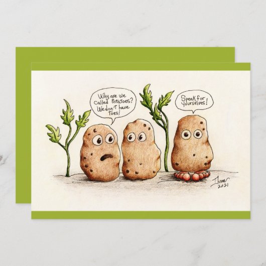 Funky Pun Potatoes Carte Plat (Devant / Derrière)