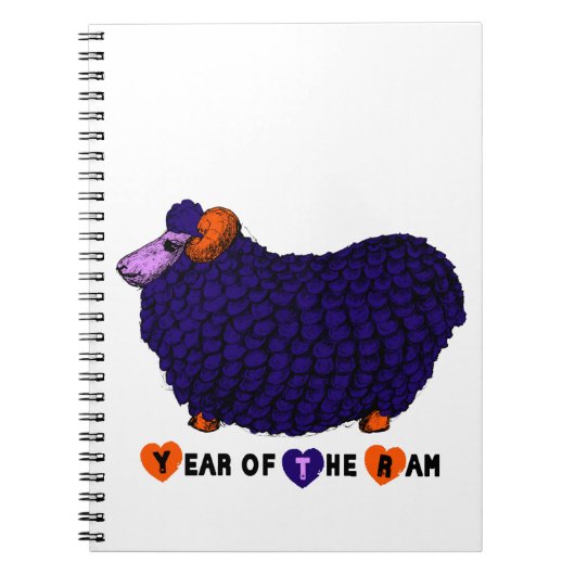 Funky Purple Ram Chinois Année Zodiac Carnet (Devant)