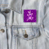 Funky rabbit, knop vierkante button 5,1 cm (In situ)
