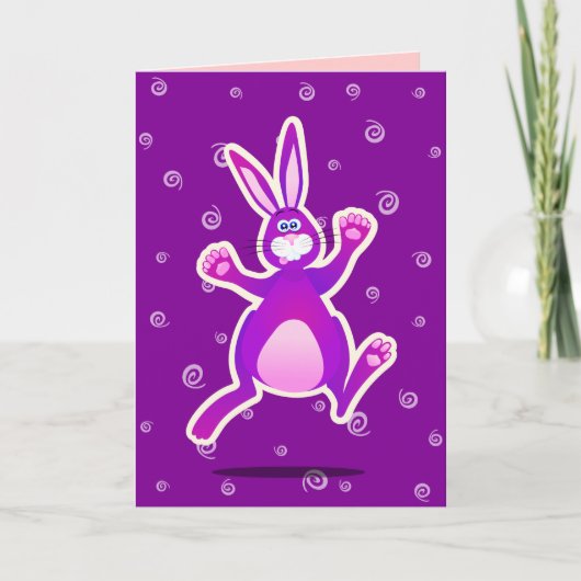 Funky rabbit, wenskaart kaart (Voorkant)