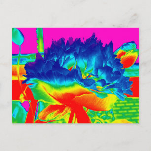 Funky Rainbow Multi Colour Flower Popart Briefkaart
