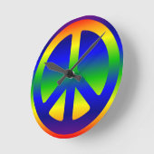 Funky Rainbow Peace Symbol Ronde Klok (Hoek)