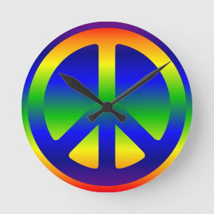 Funky Rainbow Peace Symbol Ronde Klok