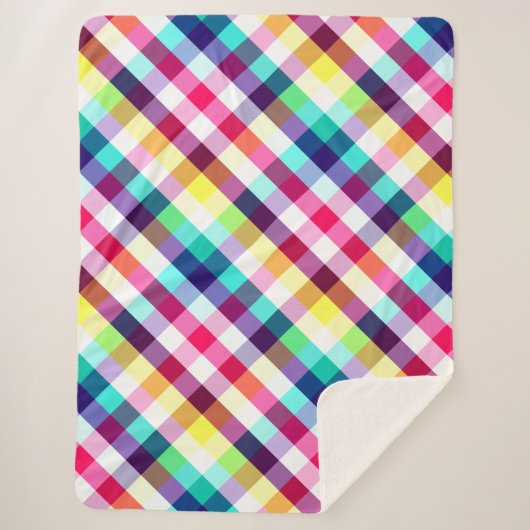 Funky Rainbow Plaid Motif Large couverture Sherpa (Devant)
