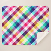 Funky Rainbow Plaid Motif Moyen Sherpa Blanket (Devant (Horizontal))