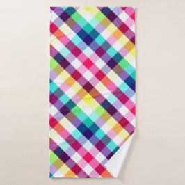 Funky Rainbow Plaid Patroon Badhanddoek