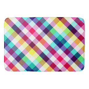 Funky Rainbow Plaid Patroon Grote Badmat