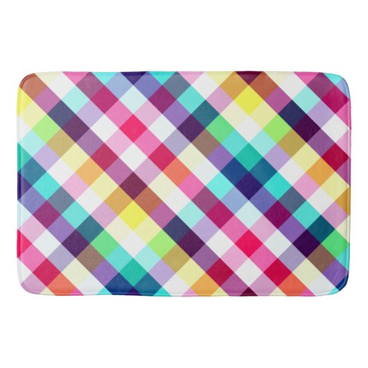 Funky Rainbow Plaid Patroon Grote Badmat (Voorkant)