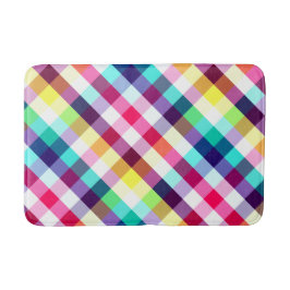 Funky Rainbow Plaid Patroon Medium Bath Mat