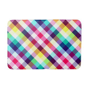 Funky Rainbow Plaid Patroon Medium Bath Mat