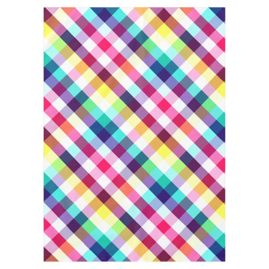 Funky Rainbow Plaid Patroon Medium Tafelkleed (Voorkant)