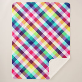 Funky Rainbow Plaid Pattern Grote Sherpa Deken
