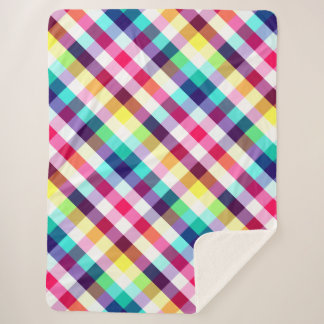 Funky Rainbow Plaid Pattern Grote Sherpa Deken