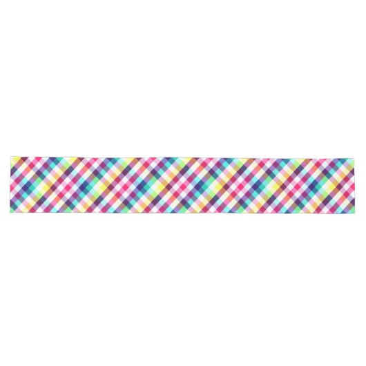 Funky Rainbow Plaid Pattern Grote Tafelloper (Horizontaal)