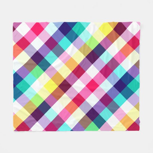 Funky Rainbow Plaid Pattern Medium Fleece Deken (Voorkant (Horizontaal))