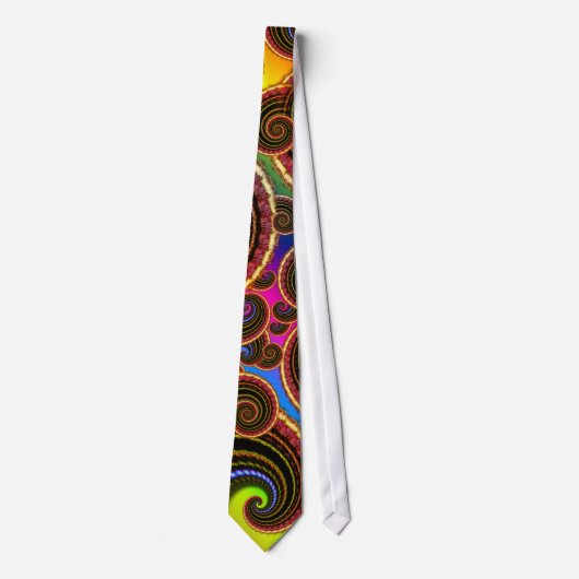 Funky Rainbow Swirl Fractal Art Pattern Stropdas (Voorkant)