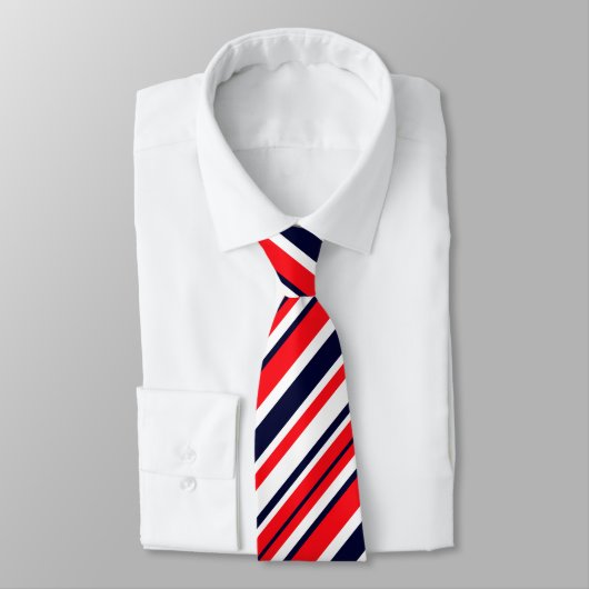 Funky Red Blue White Stripes Imprimer Cravate Moti (Attaché)