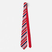 Funky Red Blue White Stripes Imprimer Cravate Moti (Devant)