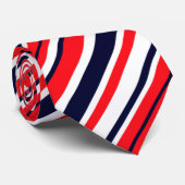 Funky Red Blue White Stripes Imprimer Cravate Moti (Roulé)