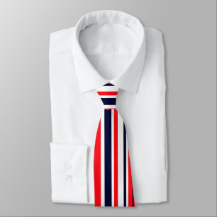 Funky Red Blue White Stripes Imprimer Cravate Moti
