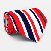 Funky Red Blue White Stripes Print Pattern Stropda Stropdas (Opgerold)