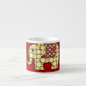 Funky Red Elephant Concentric Circles Mosaic Espresso Kop (Voorkant)