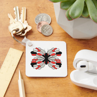 Funky Red en Black Butterfly Sleutelhanger