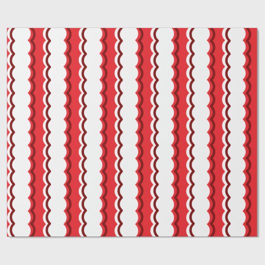 Funky Red en White Scallop Stripe Cadeaupapier (Vlak)