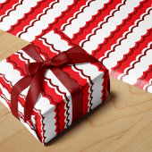 Funky Red en White Scallop Stripe Cadeaupapier