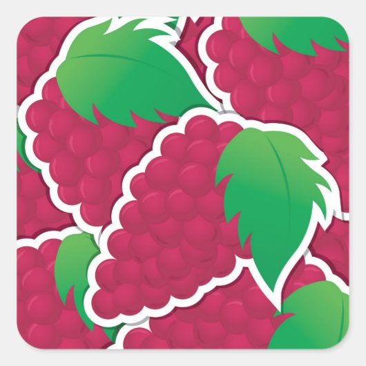 Funky red grappen vierkante sticker (Voorkant)