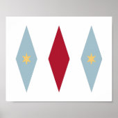 Funky Red Light Blue Yellow Stars Argyle Mid Mod Poster (Voorkant)